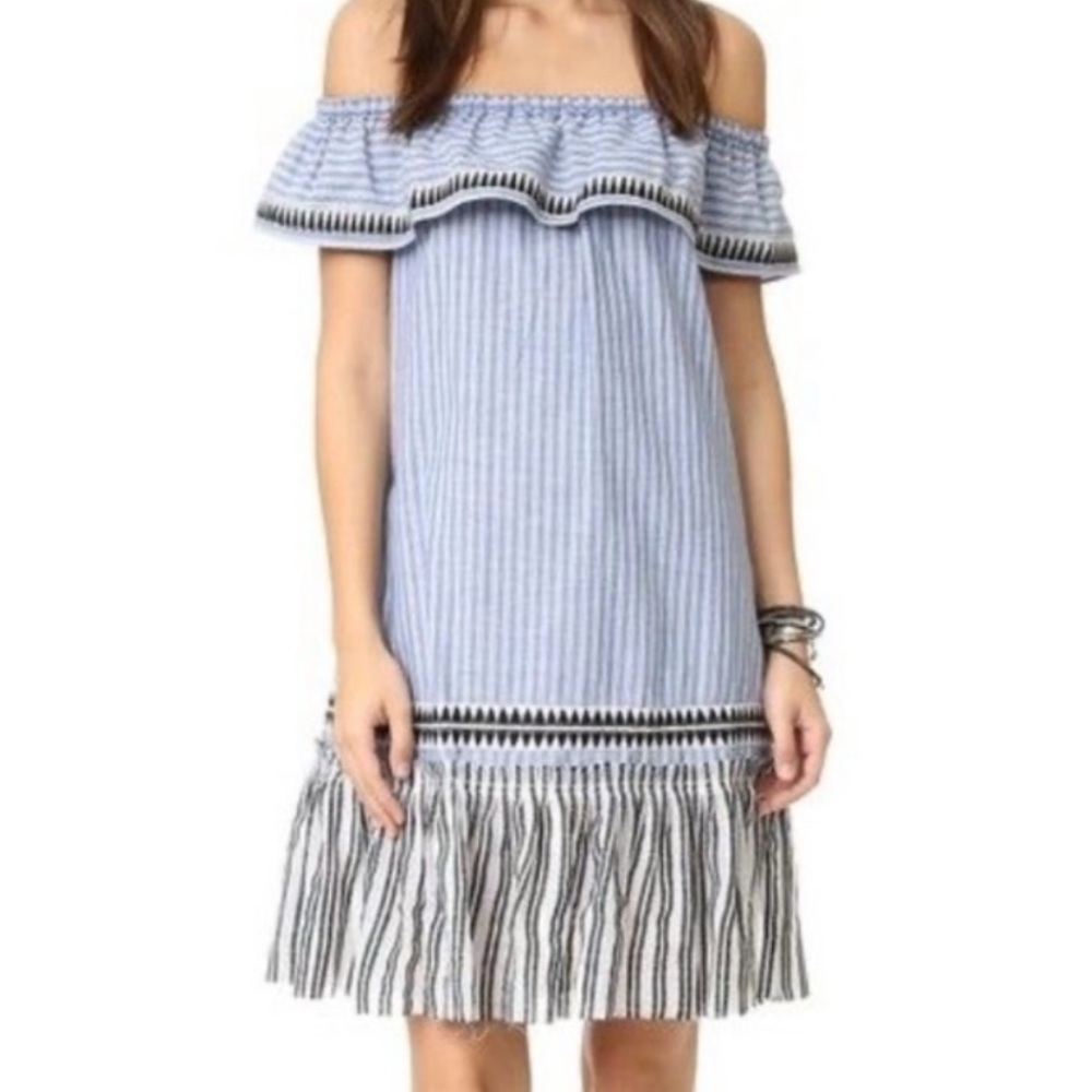 LEMLEM Amara Off-the-Shoulder Mini Dress sz S French Girl Style Coastal‎ Resort